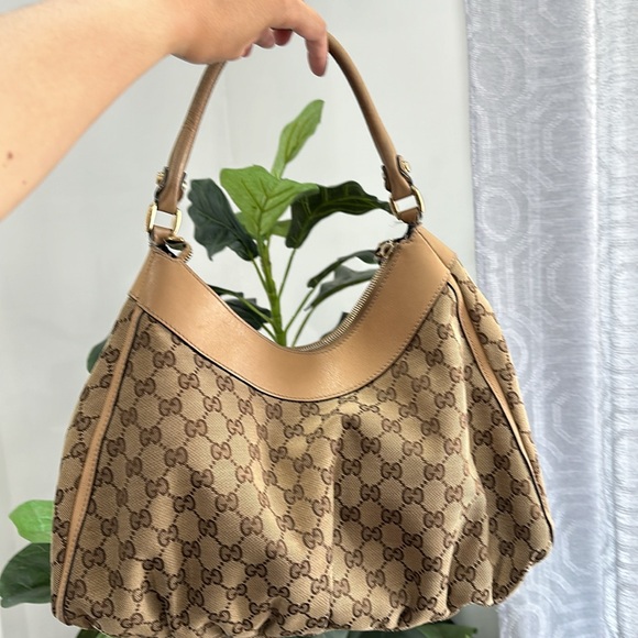 Gucci Beige GG Canvas Gold D Ring Hobo - Picture 3 of 11